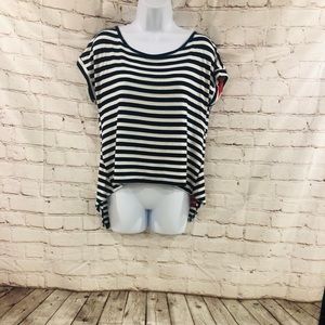 ❤️‍🔥Charming Charlie❤️‍🔥Striped SS Tee w/Sheer Back❤️‍🔥Measurements Pics❤️‍🔥